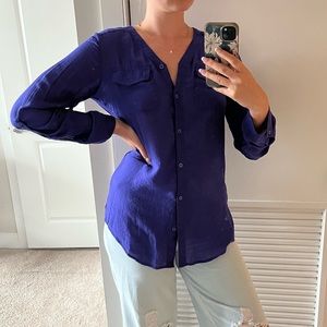 Dark Purple Longsleeve Lightweight Chico’s Button Down